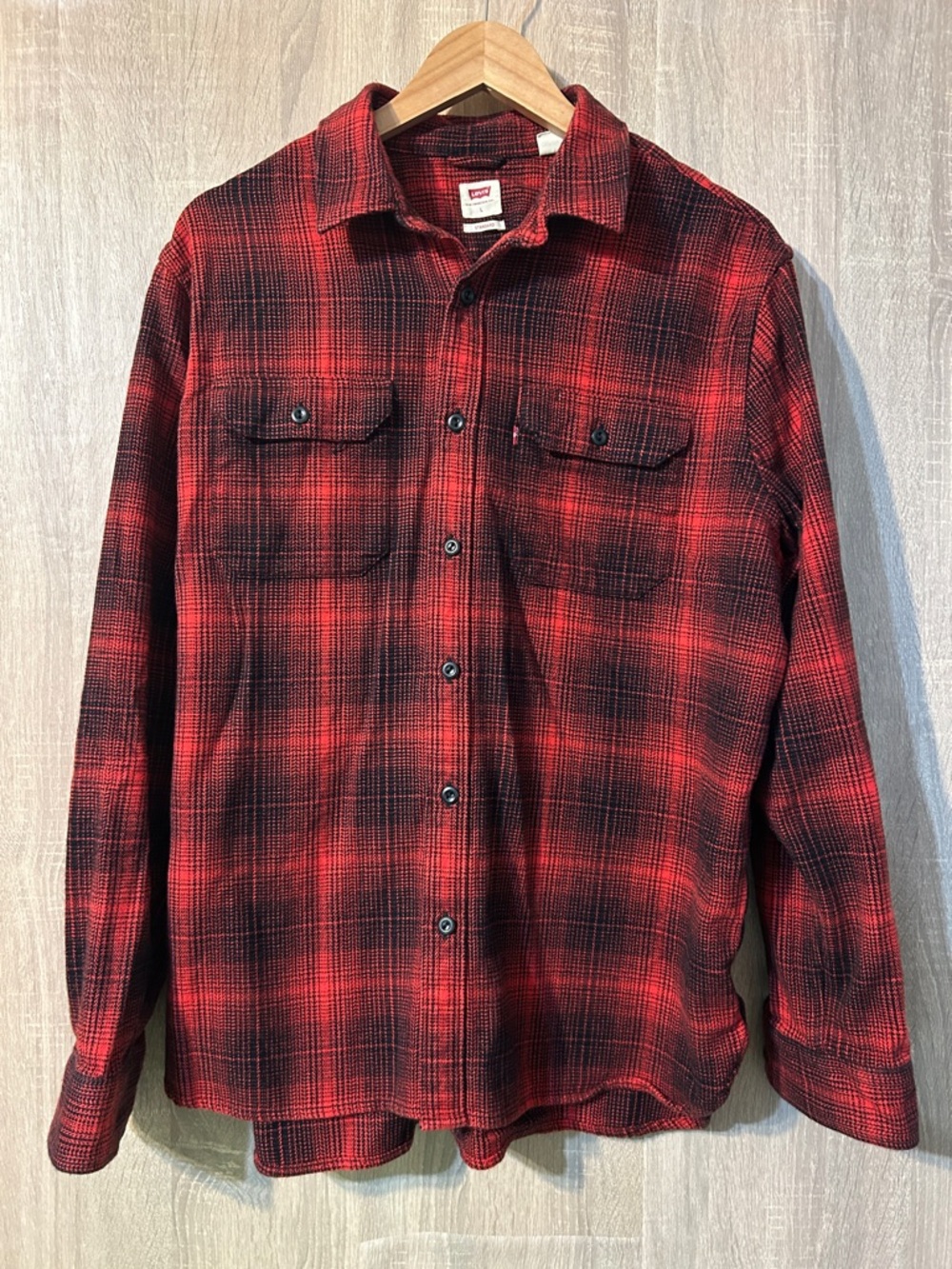 Levi's Red & Black Plaid Flannel Shirt Size Large